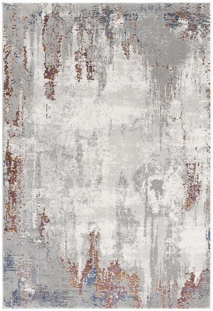 4' X 6' Gray And Ivory Modern Abstract Area Rug