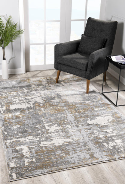 4’ X 6’ Beige And Gray Distressed Area Rug