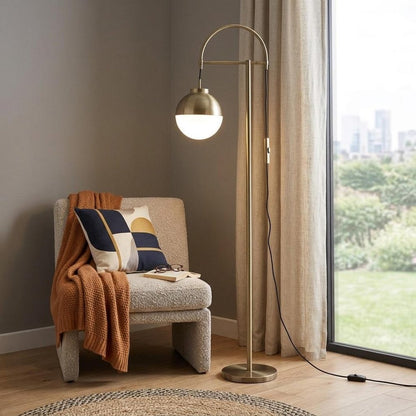 69" Bronze Steel Floor Lamp With Bronze Steel Globe Shade HomeRoots