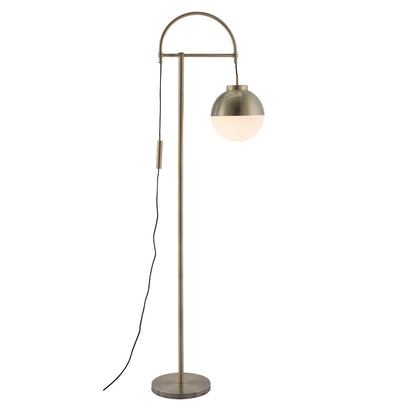 White and Brushed Bronze Crossed Floor Lamp