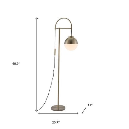 69" Bronze Steel Floor Lamp With Bronze Steel Globe Shade HomeRoots