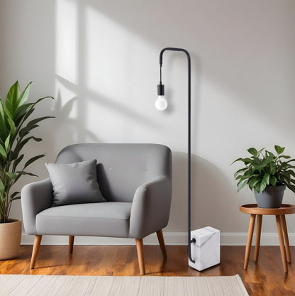 59" Black And White Steel LED Floor Lamp HomeRoots