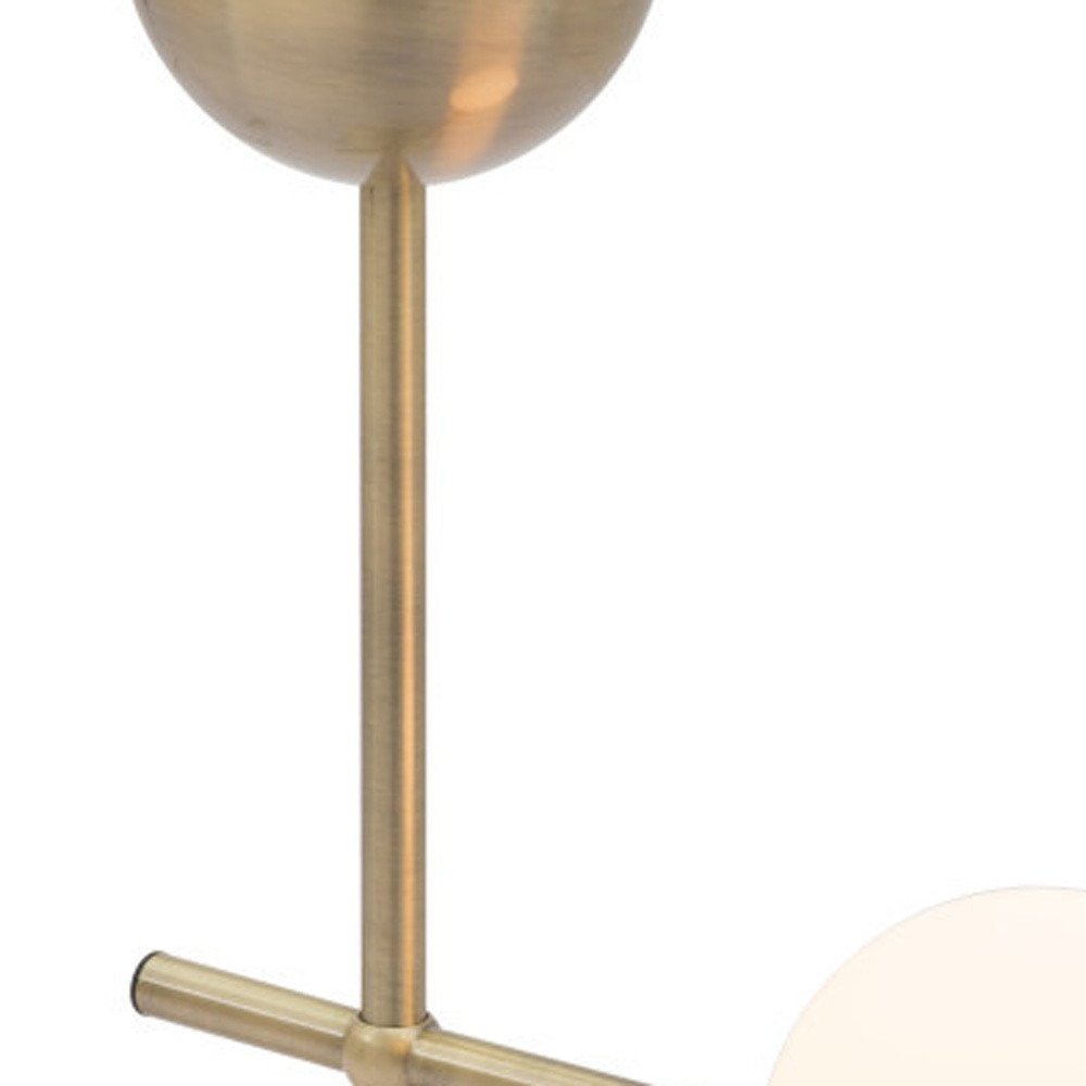 69" Brass Metal Bedside Table Lamp With Off White Globe Shade — view 3