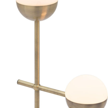 69" Brass Metal Bedside Table Lamp With Off White Globe Shade HomeRoots