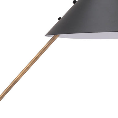 52" White Metal Bedside Table Lamp With Black Cone Shade HomeRoots