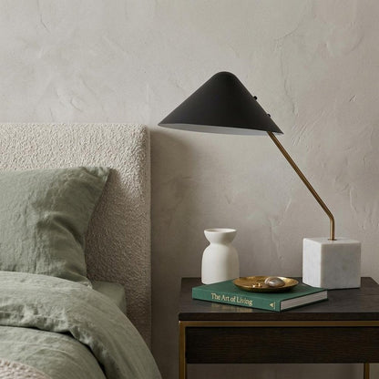 52" White Metal Bedside Table Lamp With Black Cone Shade HomeRoots
