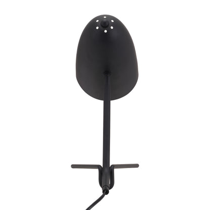 38" Black Metal Bedside Table Lamp With Black Dome Shade