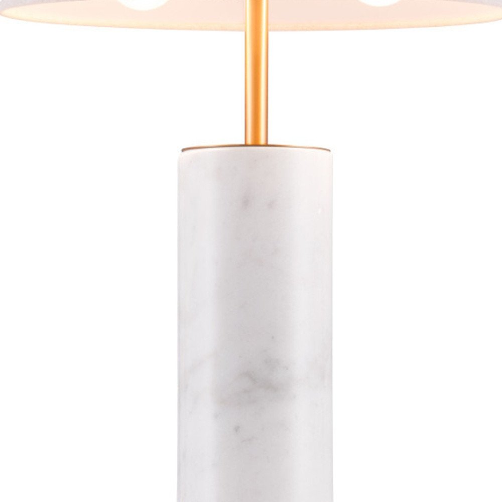 55" White Metal Bedside Table Lamp With Beige Empire Shade HomeRoots