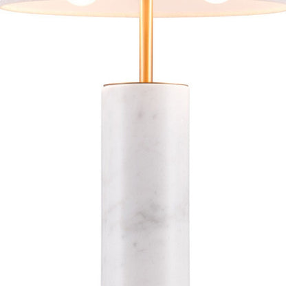 55" White Metal Bedside Table Lamp With Beige Empire Shade HomeRoots