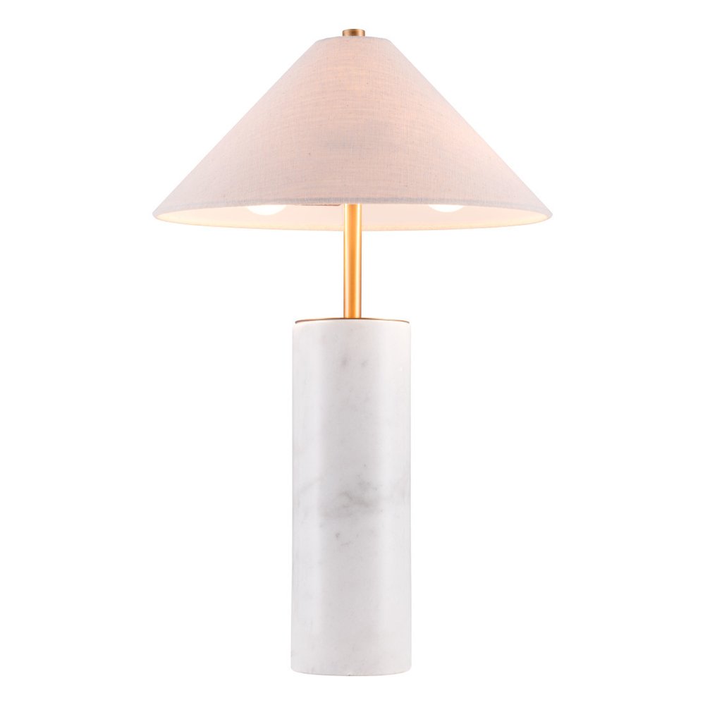 55" White Metal Bedside Table Lamp With Beige Empire Shade HomeRoots