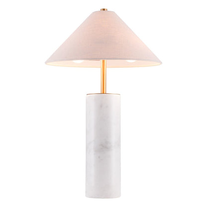 55" White Metal Bedside Table Lamp With Beige Empire Shade HomeRoots