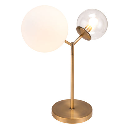 56" Copper Metal Bedside Table Lamp With Clear Globe Shade