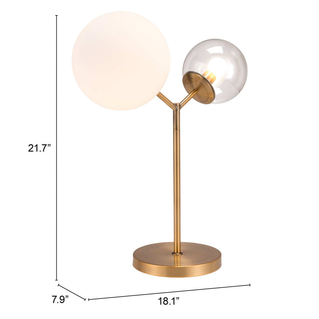 56" Copper Metal Bedside Table Lamp With Clear Globe Shade