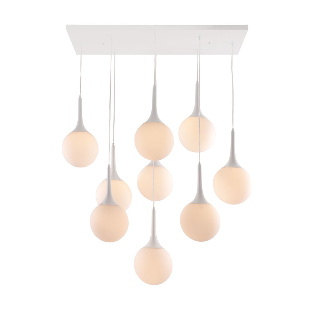 White Shaded Nine Light Metal Dimmable Ceiling Light HomeRoots