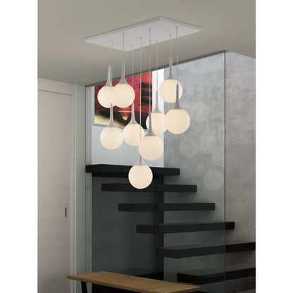White Shaded Nine Light Metal Dimmable Ceiling Light HomeRoots