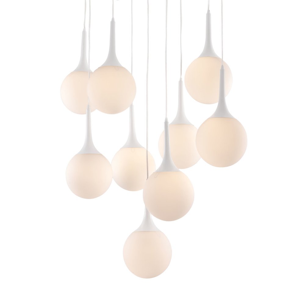 White Shaded Nine Light Metal Dimmable Ceiling Light HomeRoots