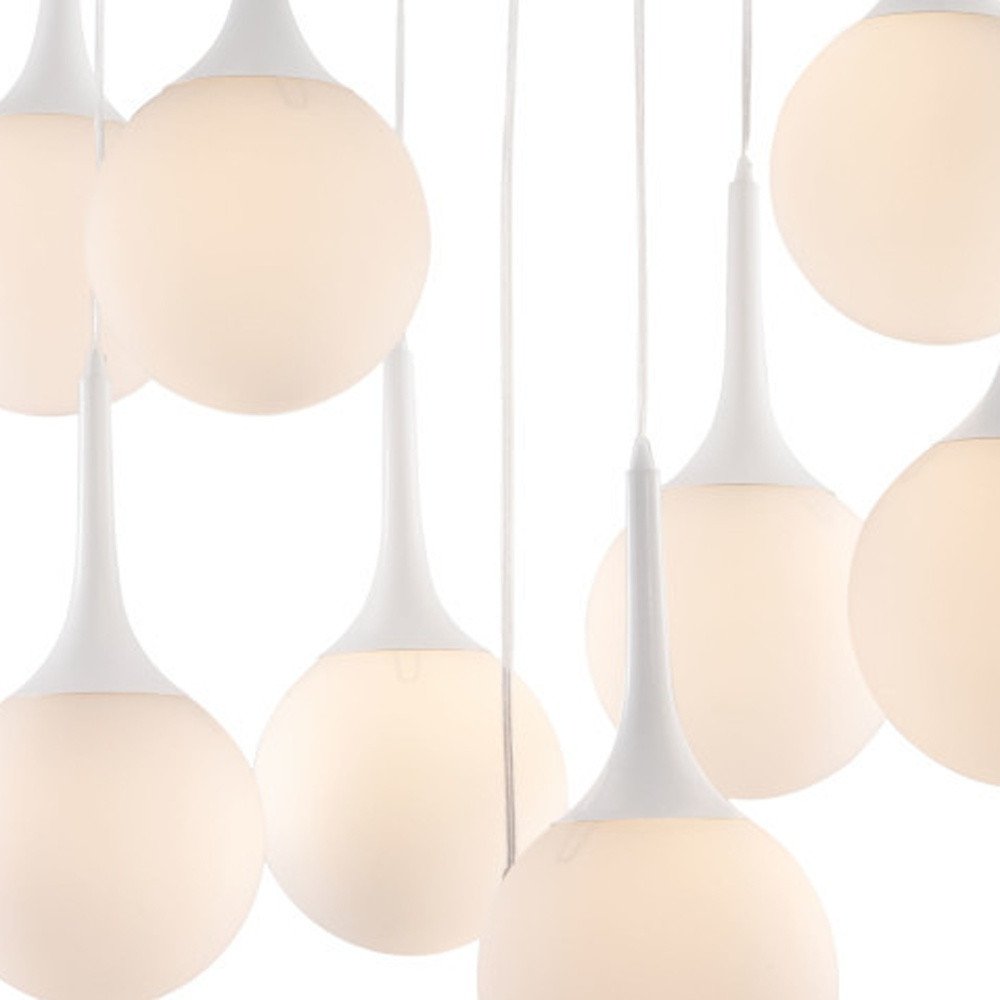 White Shaded Nine Light Metal Dimmable Ceiling Light HomeRoots