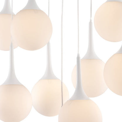 White Shaded Nine Light Metal Dimmable Ceiling Light HomeRoots