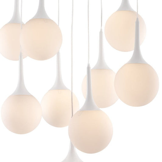 White Shaded Nine Light Metal Dimmable Ceiling Light HomeRoots