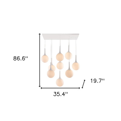 White Shaded Nine Light Metal Dimmable Ceiling Light HomeRoots