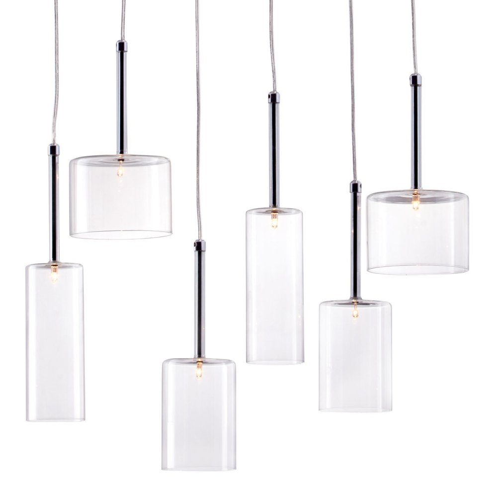 Silver Kitchen Island Six Light Metal LED Ceiling Light With Shades HomeRoots