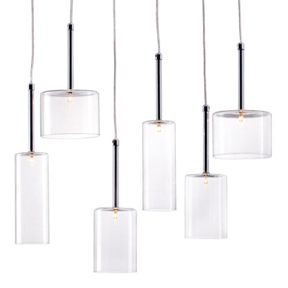 Silver Kitchen Island Six Light Metal LED Ceiling Light With Shades HomeRoots