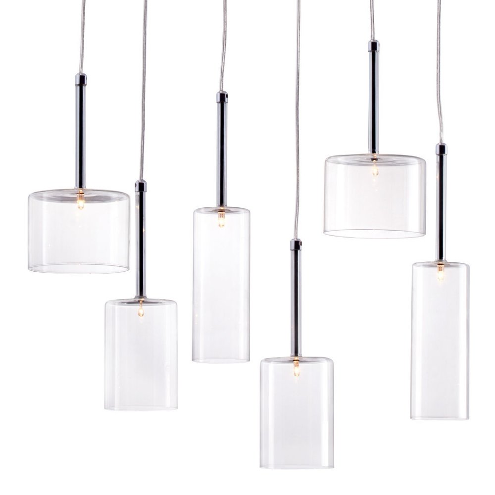 Silver Kitchen Island Six Light Metal LED Ceiling Light With Shades HomeRoots