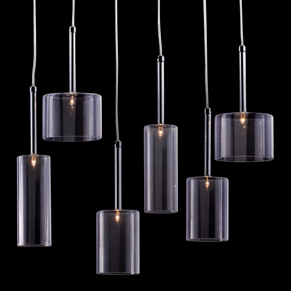 Silver Kitchen Island Six Light Metal LED Ceiling Light With Shades HomeRoots