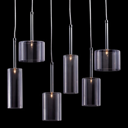 Silver Kitchen Island Six Light Metal LED Ceiling Light With Shades HomeRoots
