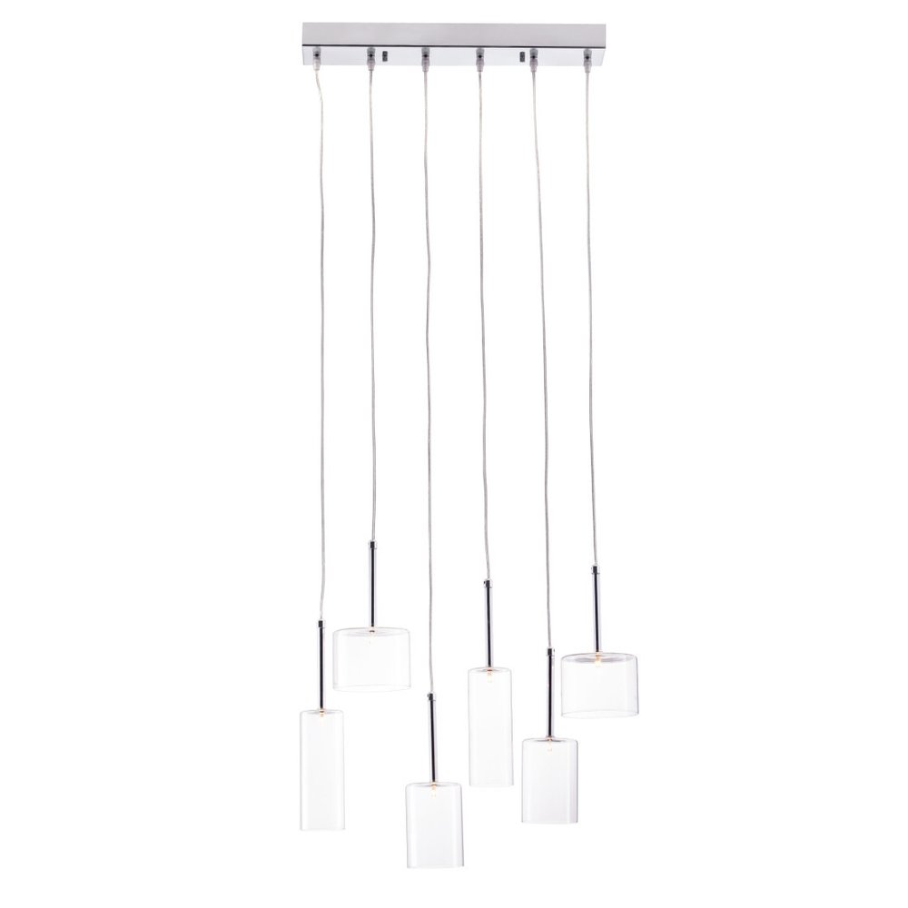 Silver Kitchen Island Six Light Metal LED Ceiling Light With Shades HomeRoots