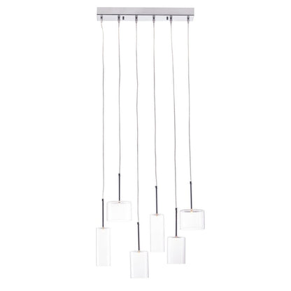 Silver Kitchen Island Six Light Metal LED Ceiling Light With Shades HomeRoots