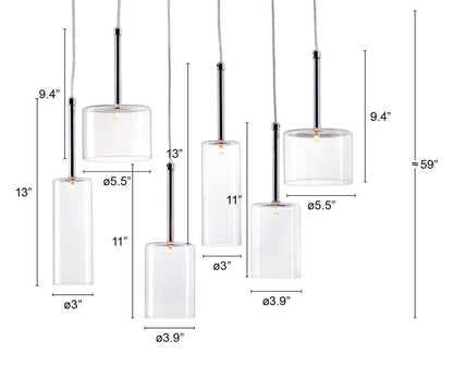 Silver Kitchen Island Six Light Metal LED Ceiling Light With Shades HomeRoots