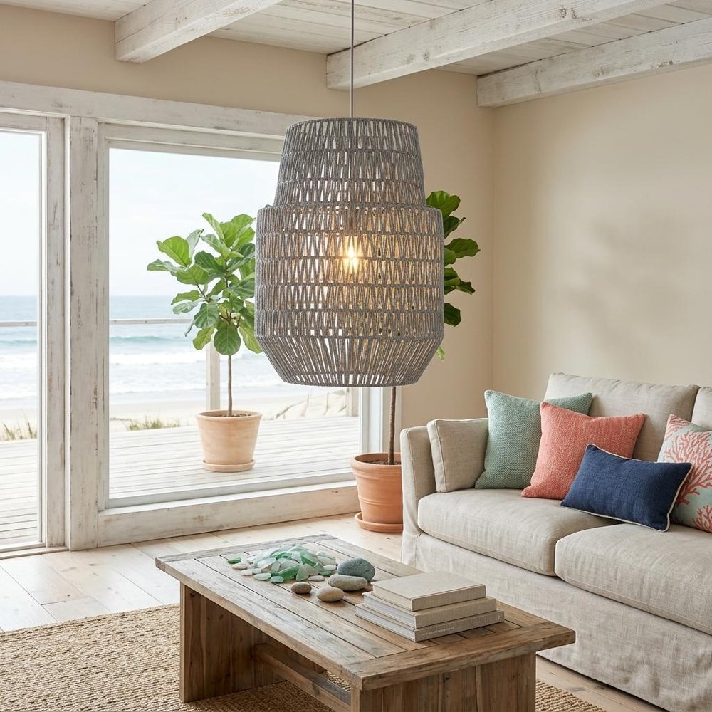 Gray Woven Sky Zig Zag Ceiling Lamp HomeRoots