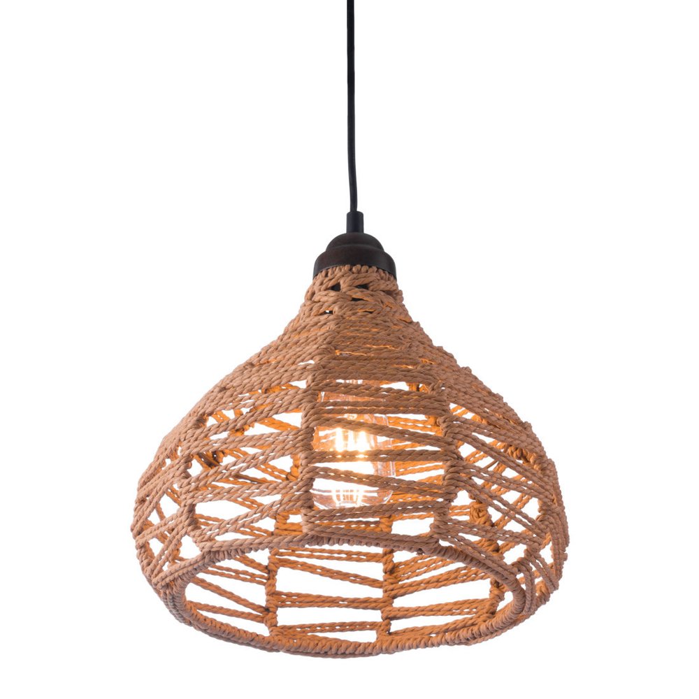 Natural Lantern Metal Dimmable Ceiling Light With Natural Shades — view 5