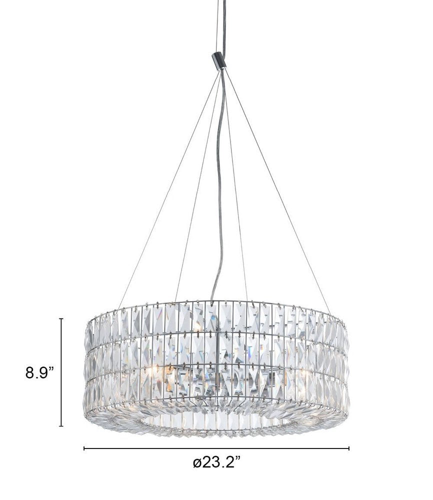 Silver Lantern Metal Chandelier With Silver Shades HomeRoots