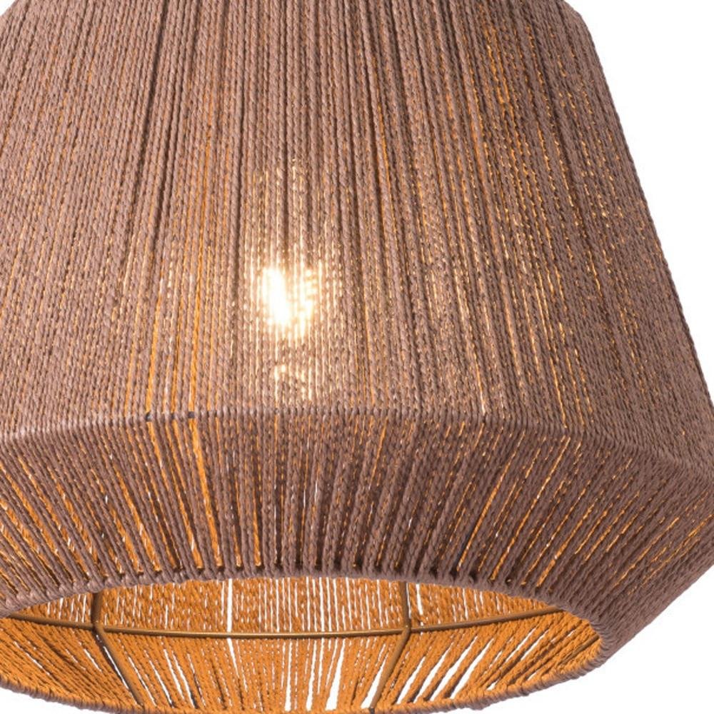 Brown Woven Paper String Hanging Pendent Lamp — view 2