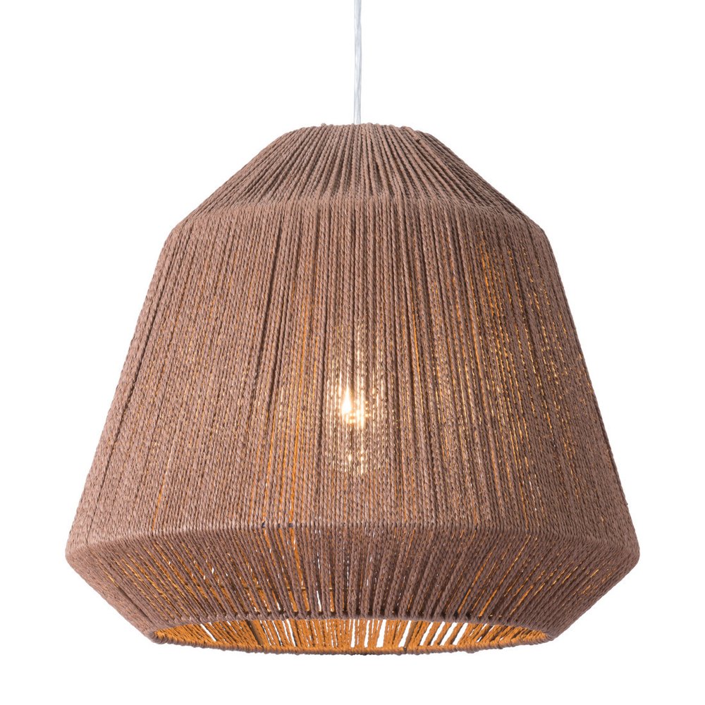 Brown Woven Paper String Hanging Pendent Lamp — view 6