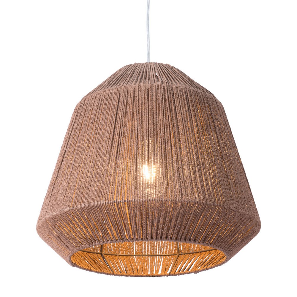 Brown Woven Paper String Hanging Pendent Lamp — view 10