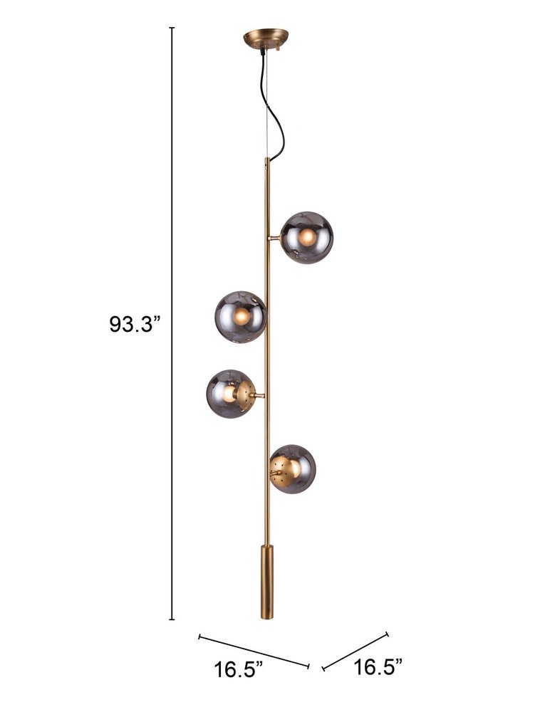 Gold Shaded Four Light Metal Dimmable Ceiling Light With Clear Shades — view 1