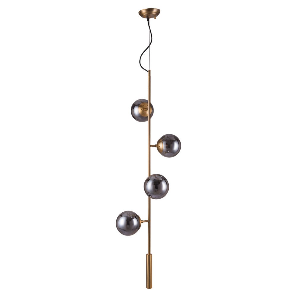 Gold Shaded Four Light Metal Dimmable Ceiling Light With Clear Shades — view 7