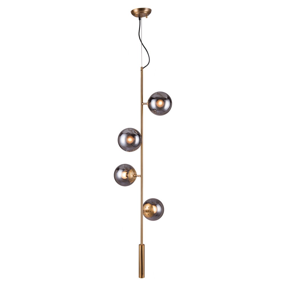 Gold Shaded Four Light Metal Dimmable Ceiling Light With Clear Shades — view 8