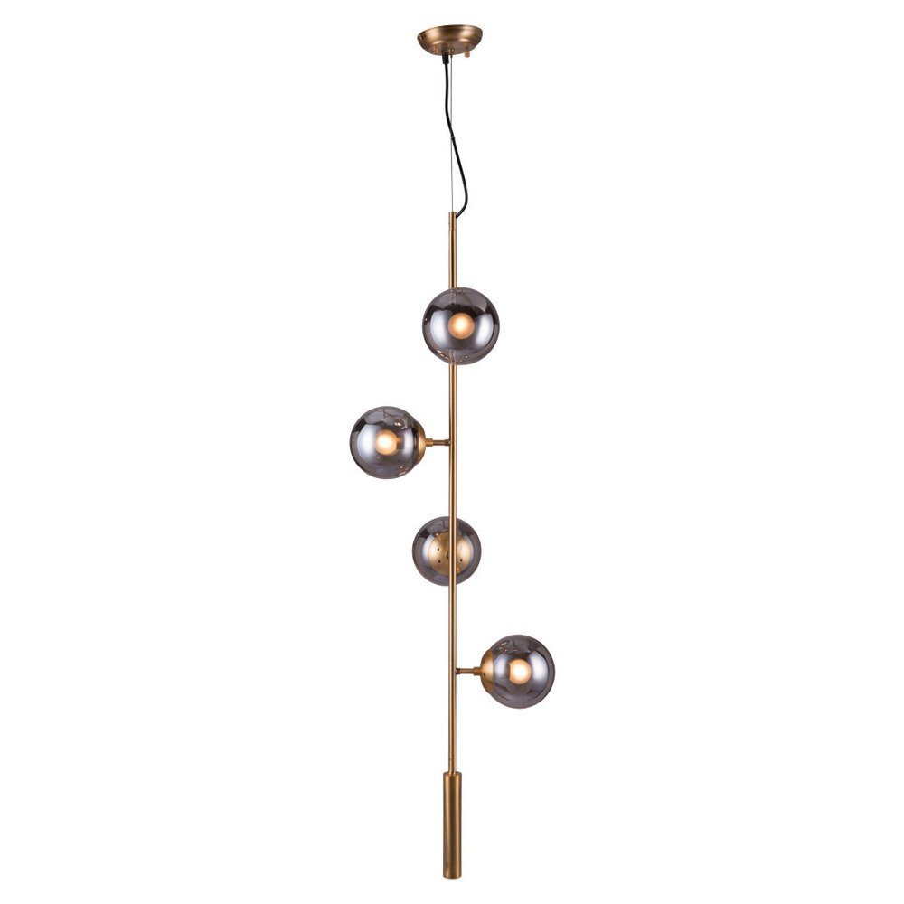 Gold Shaded Four Light Metal Dimmable Ceiling Light With Clear Shades — view 3