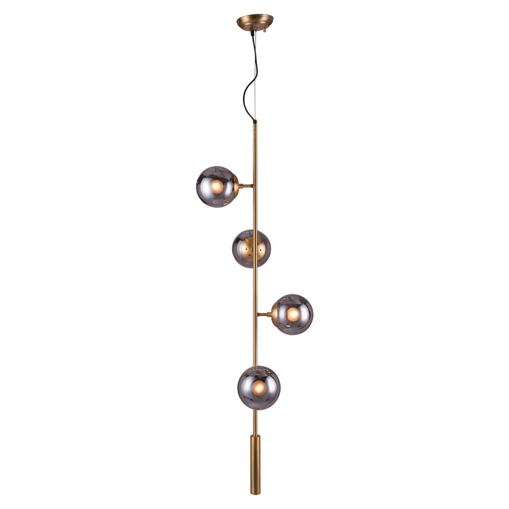 Gold Shaded Four Light Metal Dimmable Ceiling Light With Clear Shades — view 5