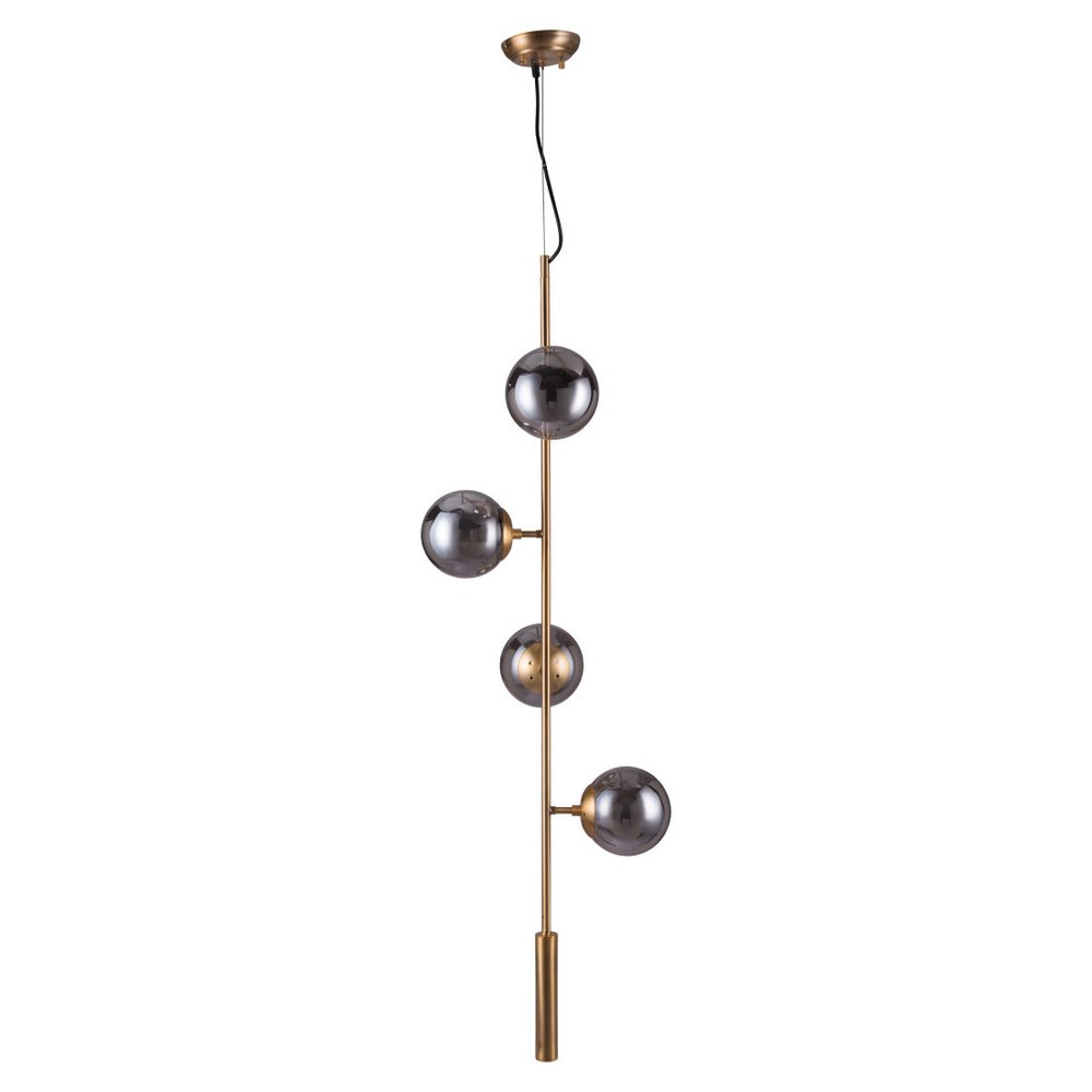 Gold Shaded Four Light Metal Dimmable Ceiling Light With Clear Shades — view 6