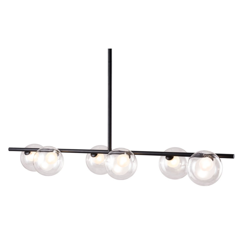 Black Kitchen Island Six Light Metal Ceiling Light HomeRoots