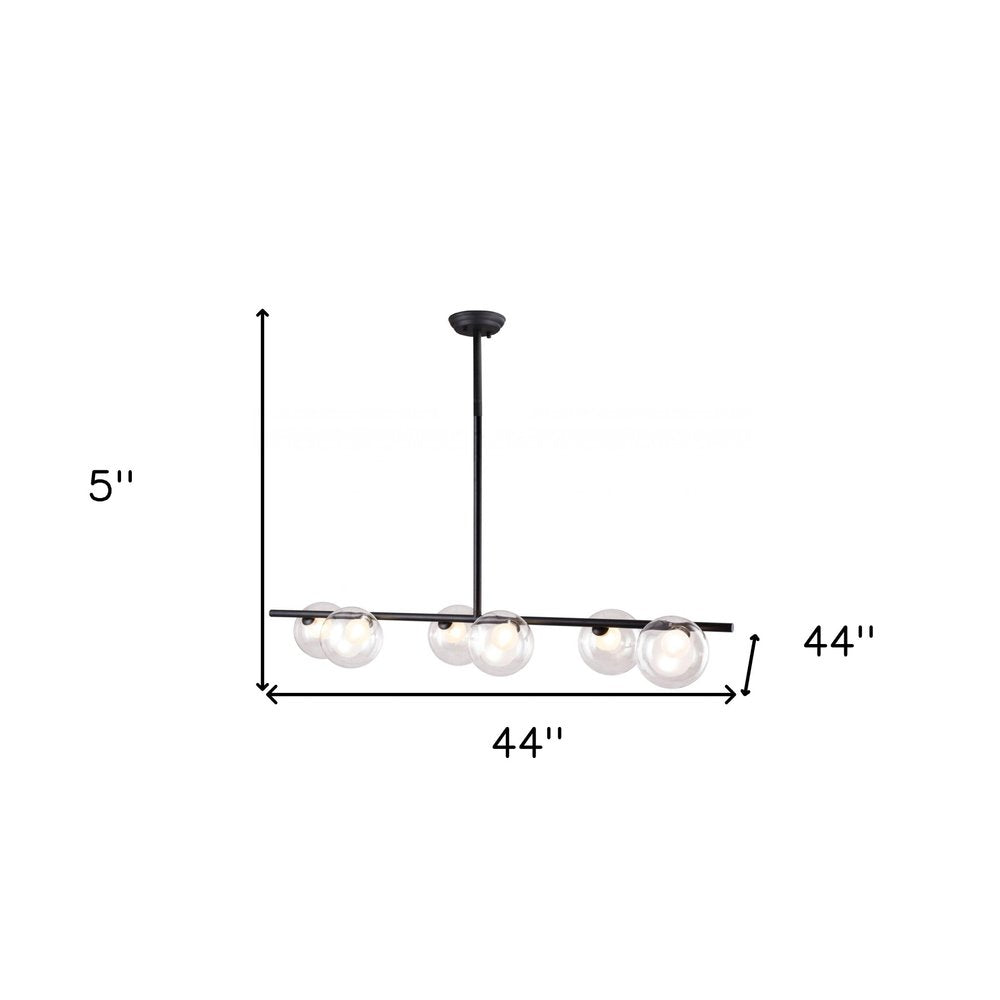 Black Kitchen Island Six Light Metal Ceiling Light HomeRoots
