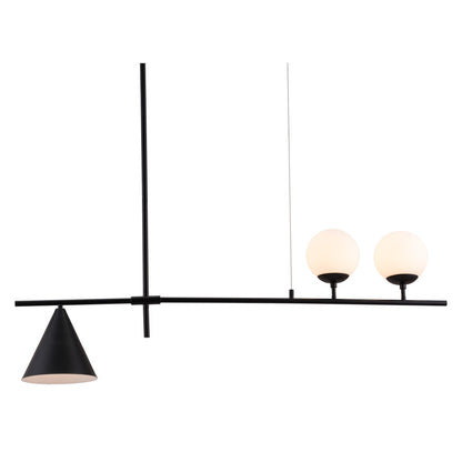 Black and White Kitchen Island Three Light Metal Ceiling Light With Black and White Shades