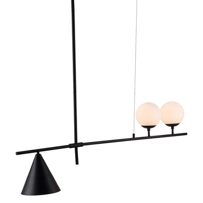 Black and White Kitchen Island Three Light Metal Ceiling Light With Black and White Shades