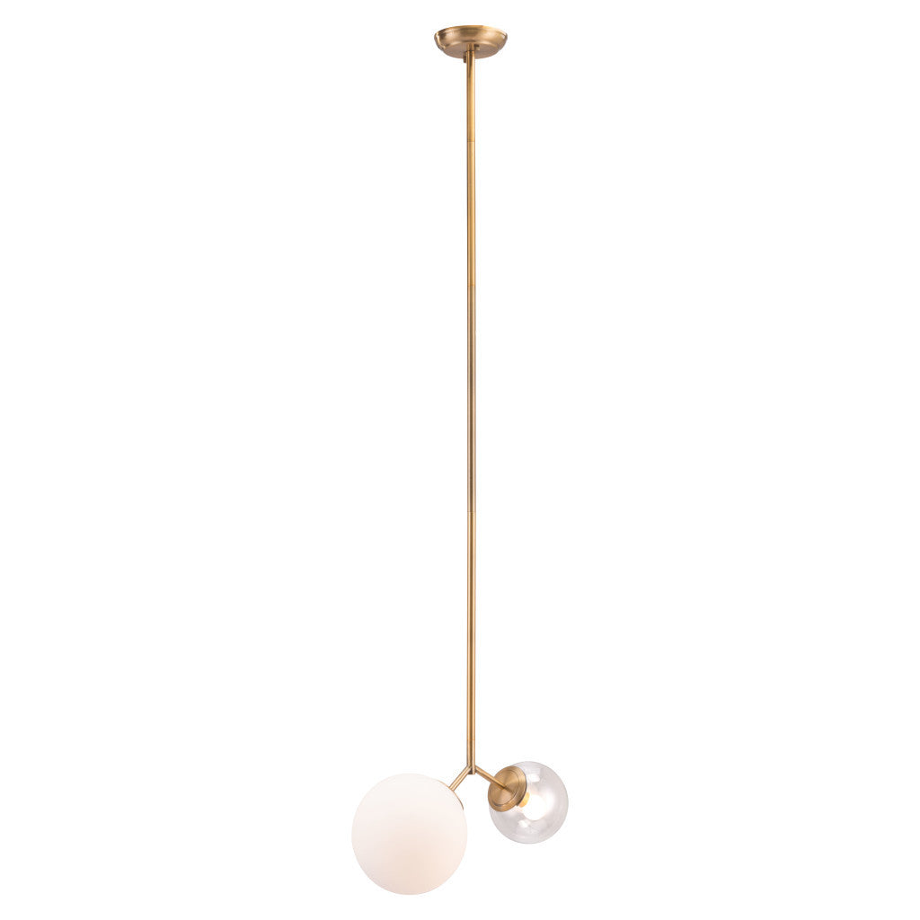 Gold Shaded Two Light Metal Dimmable Ceiling Light With White Shades