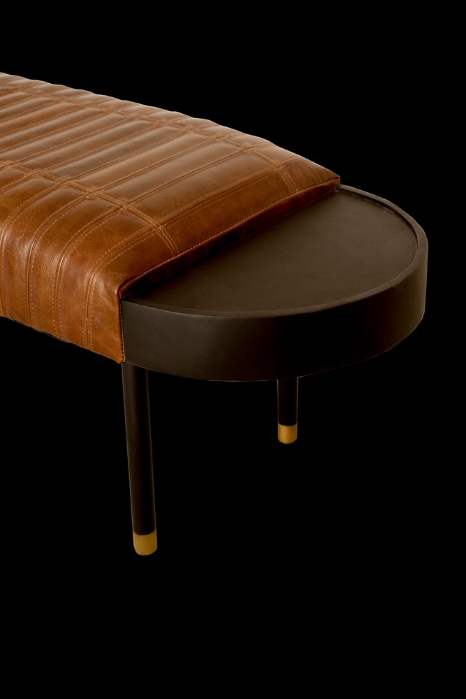 Warm Brown Leather And Solid Wood Bench HomeRoots